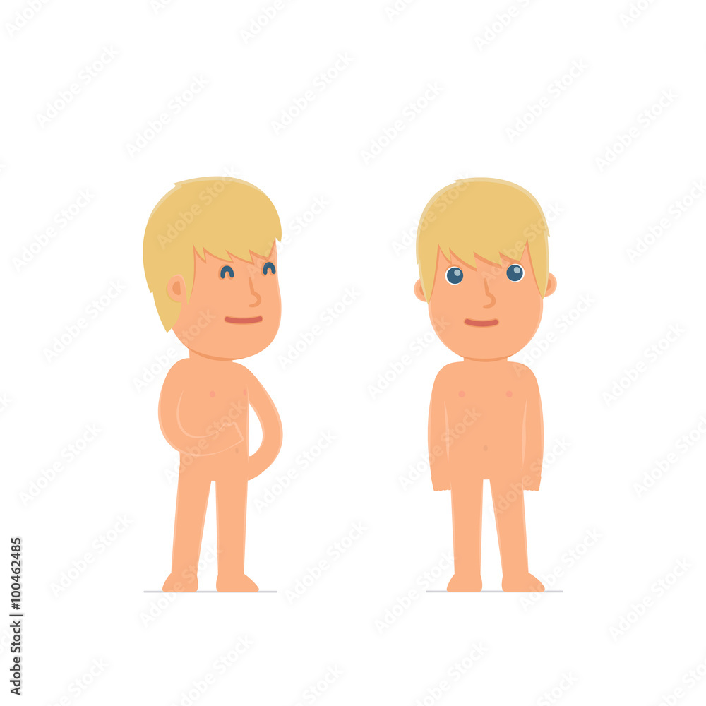 Happy Character Naked Man standing in relaxed pose Happy Character Naked Man standing in relaxed pose