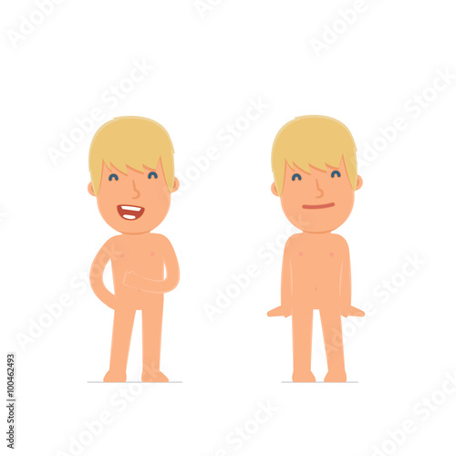 Funny Character Naked Man in confident and shy poses