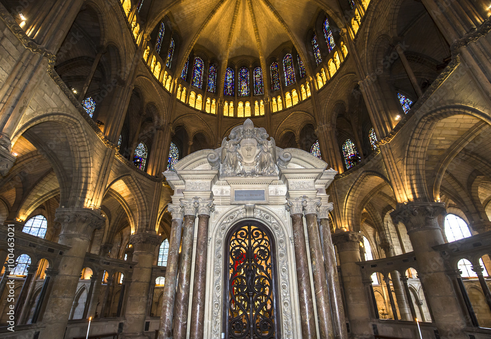 interiors and details of Saint-Remi basilica, Reims, France