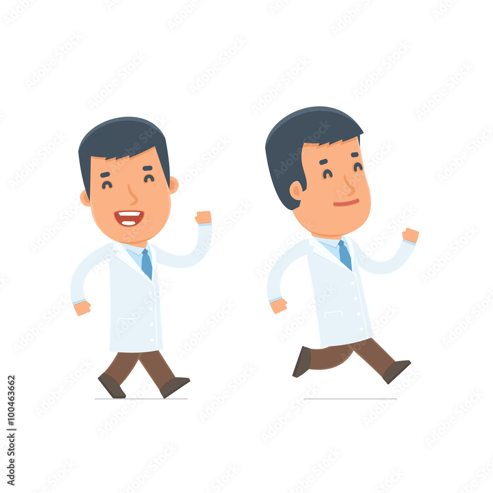 Happy and Cheerful Character Doctor goes and runs Happy and Cheerful Character Doctor goes and runs
