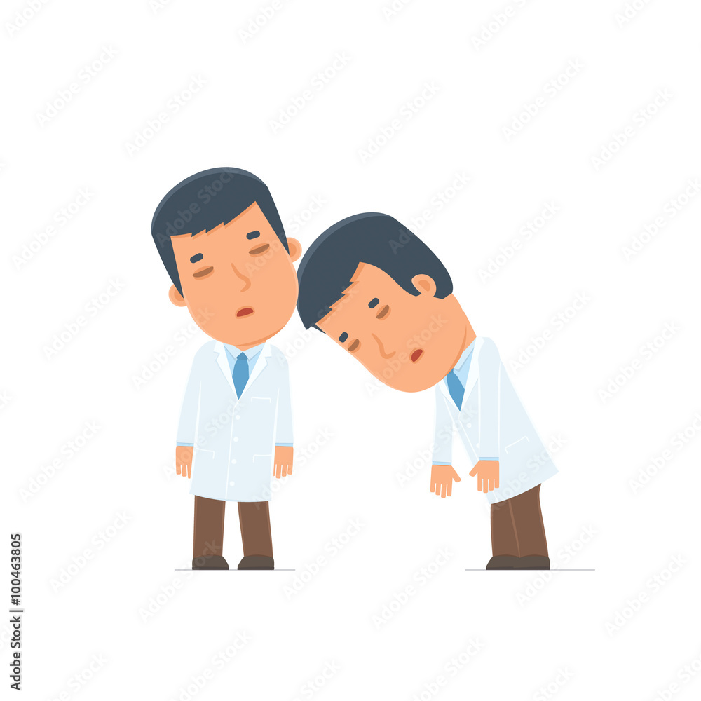 Tired and Exhausted Character Doctor sleeping on the shoulder of Tired and Exhausted Character Doctor sleeping on the shoulder of