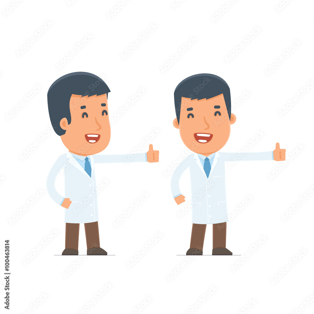 Funny and cheerful Character Doctor showing thumb up as a symbol Funny and cheerful Character Doctor showing thumb up as a symbol