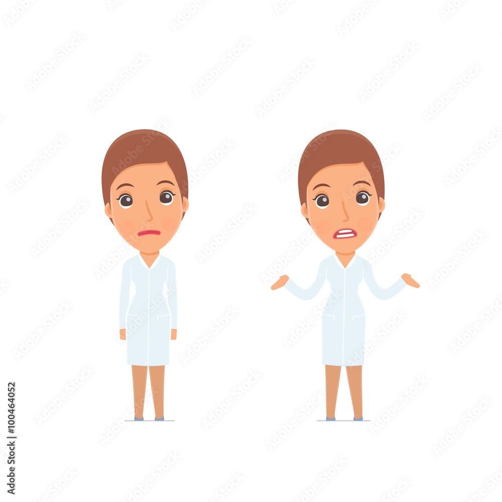 Confused Character Nurse in ignorance and does not know what to Confused Character Nurse in ignorance and does not know what to