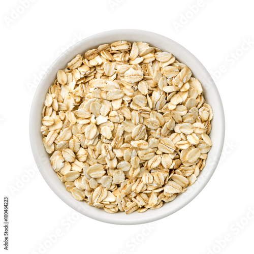 Organic Rolled Oats in a ceramic bowl