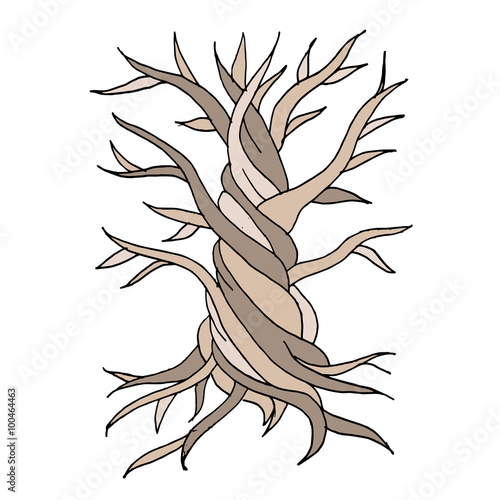 Abstract old tree with roots, zen doodle for your design