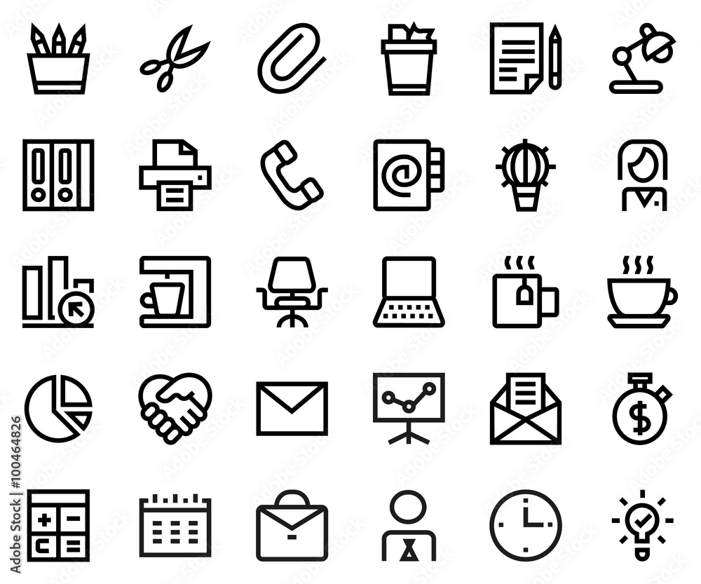 Office line icon set. Office line icon set.