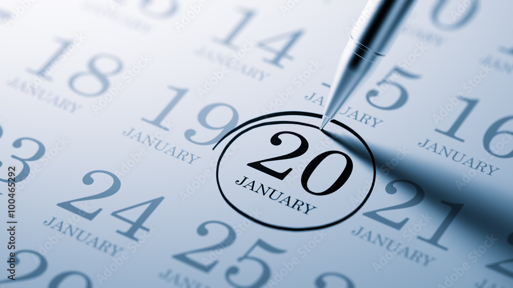 January 20 written on a calendar to remind you an important appo January 20 written on a calendar to remind you an important appo