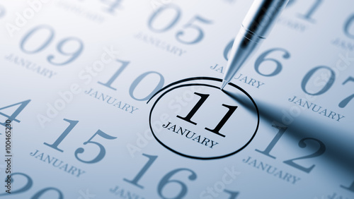 January 11 written on a calendar to remind you an important appo