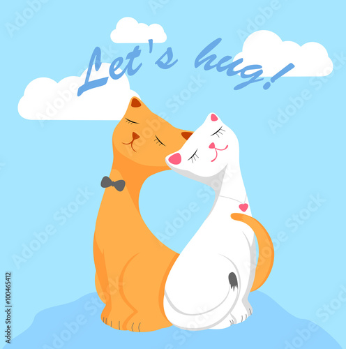 two hugging cats