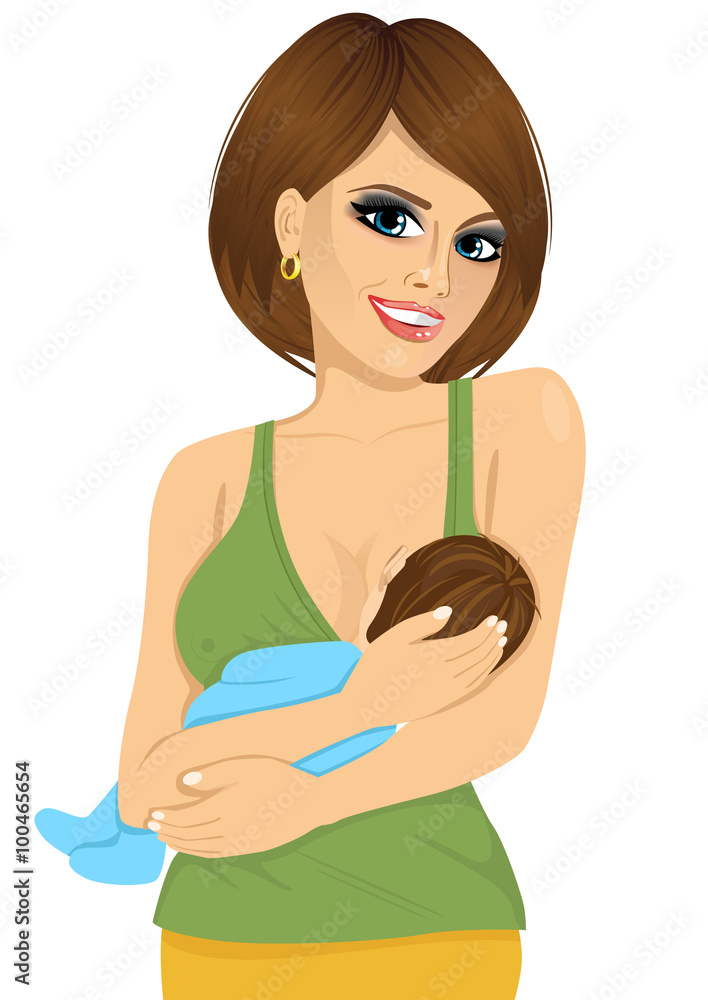 young caucasian mother breastfeeding her baby young caucasian mother breastfeeding her baby