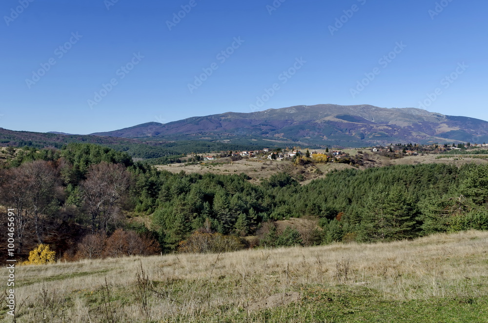 Panoramic view of villages Plana in the mountain Plana by Vitosha, Bulgaria.