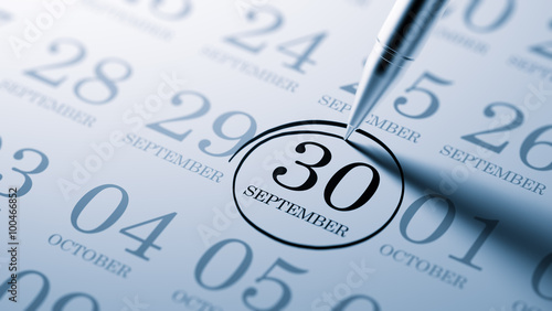 September 30 written on a calendar to remind you an important ap