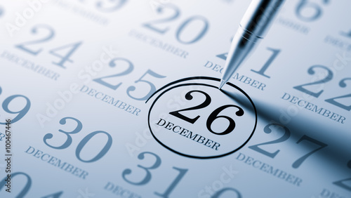 December 26 written on a calendar to remind you an important app