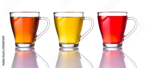 Three Types of Tea Isolated on White
