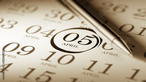 Quadro em tela April 05 written on a calendar to remind you an important appoin