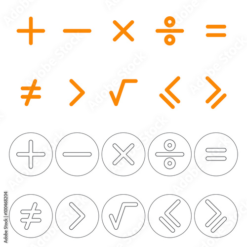 Icons mathematical signs.