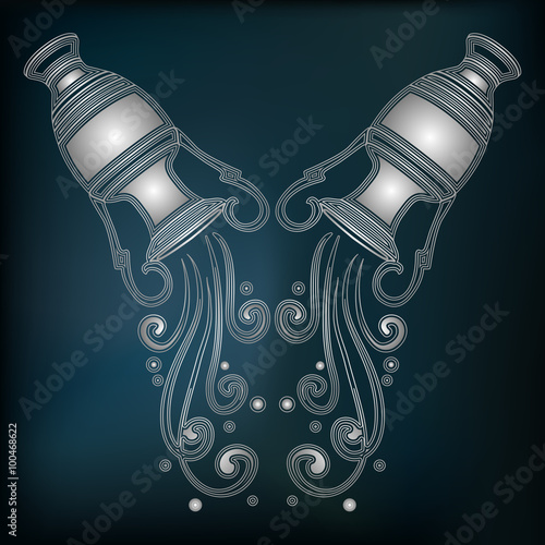 Silver amphora, zodiac Aquarius sign