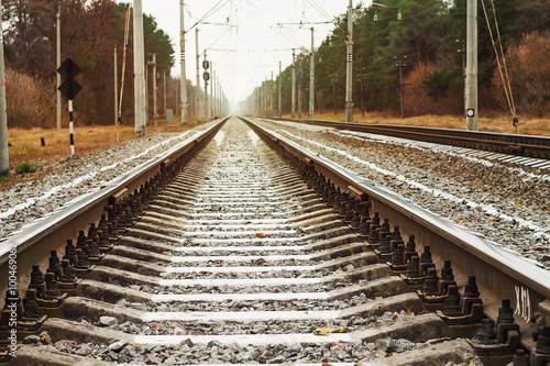 toned photo railroad tracks