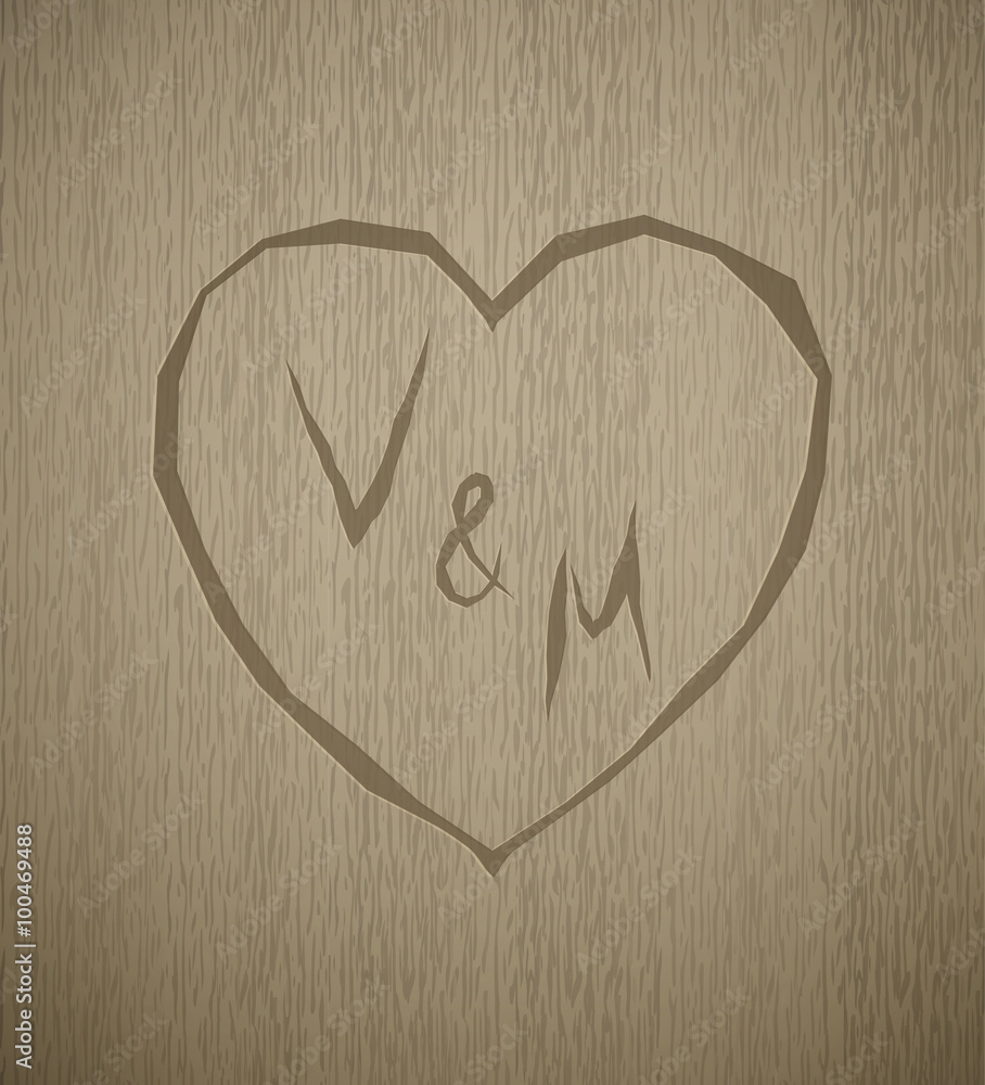 Vector wood plank texture Valentine's day monogram Vector wood plank texture Valentine's day monogram