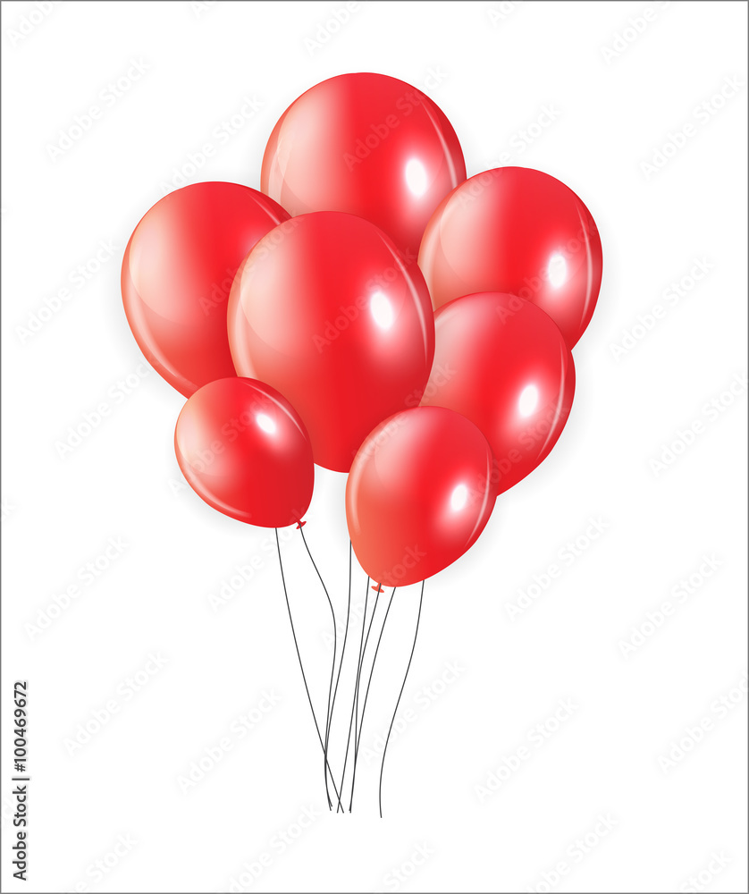 Red Balloons, Vector Illustration.
