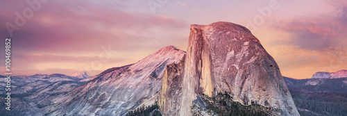 Half Dome, Yosemite National Park Clifornia, sunset light on granite peak photo