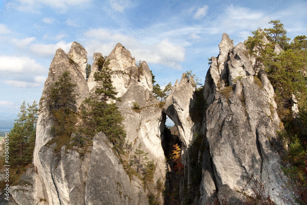 Mountain window in Sulovske Skaly rockies in slovakia