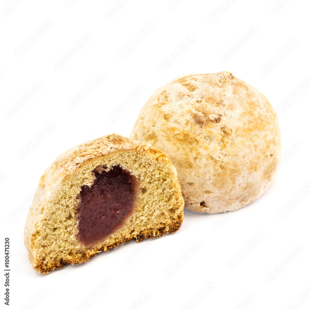 Delicious sweet cookies with jam isolated on white background Delicious sweet cookies with jam isolated on white background