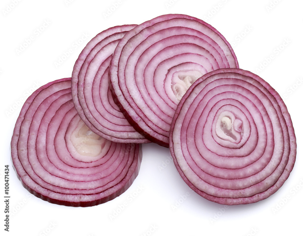 Sliced red onion rings isolated on white background cutout Sliced red onion rings isolated on white background cutout