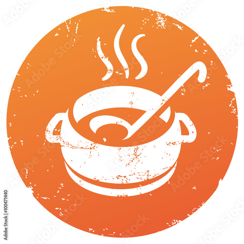 Button Suppe mit Kelle zerkratzt