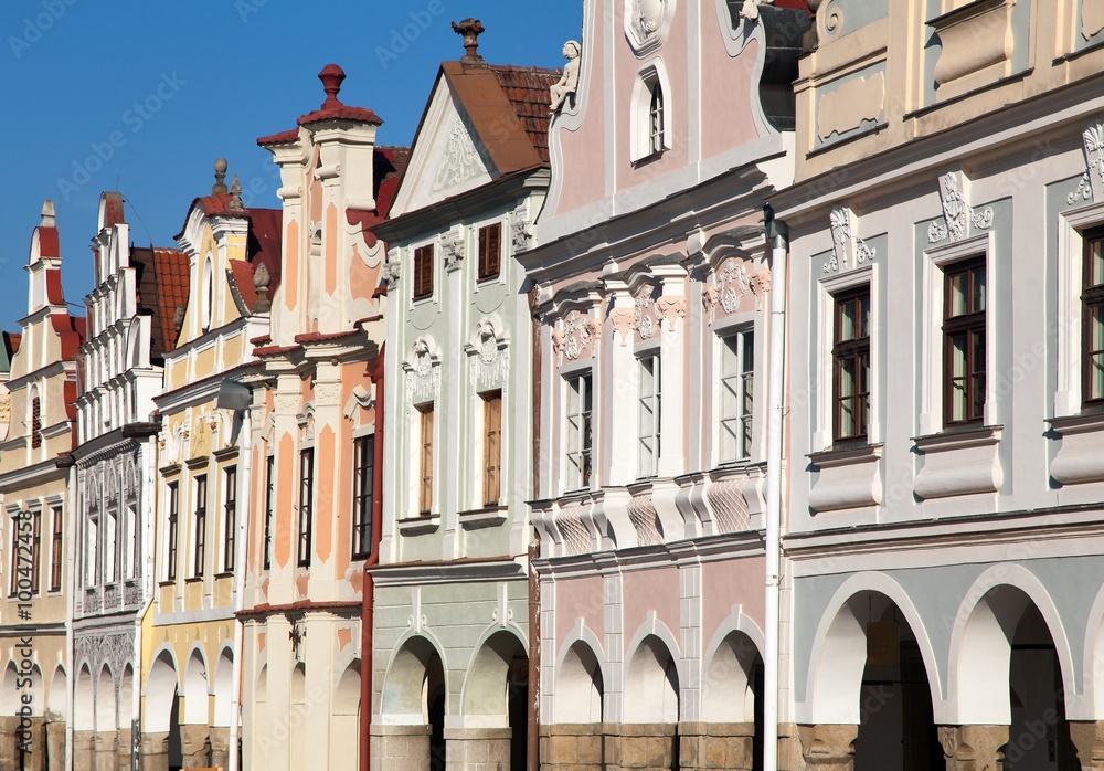 Telc town square with renaissance houses
