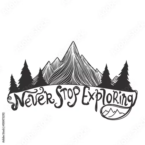 Naklejka na ścianę Ilustracja wektorowa z góry, sosny i napis cytat.