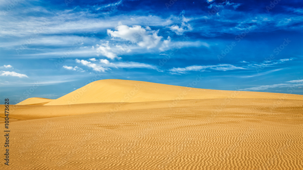 Desert sand dunes on sunrise Desert sand dunes on sunrise