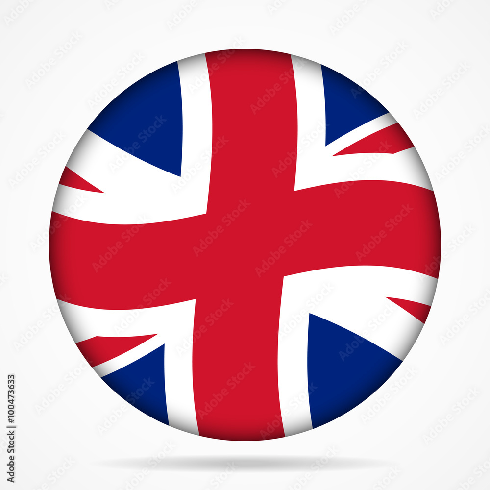 Fototapeta premium button with waving flag of UK
