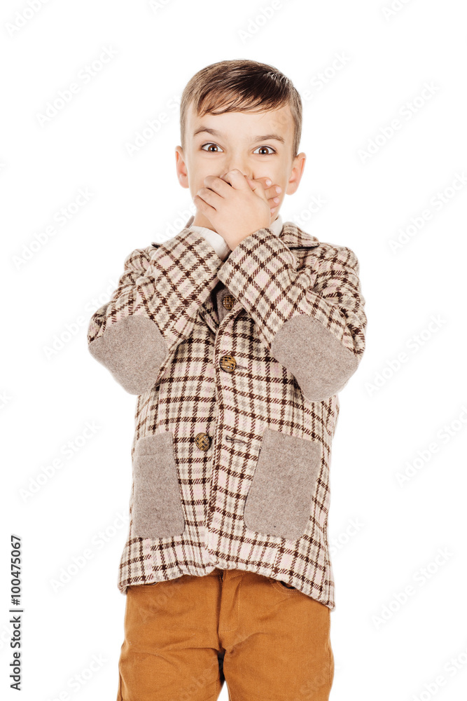 Portrait adorable young happy boy looking at camera isolated on Portrait adorable young happy boy looking at camera isolated on
