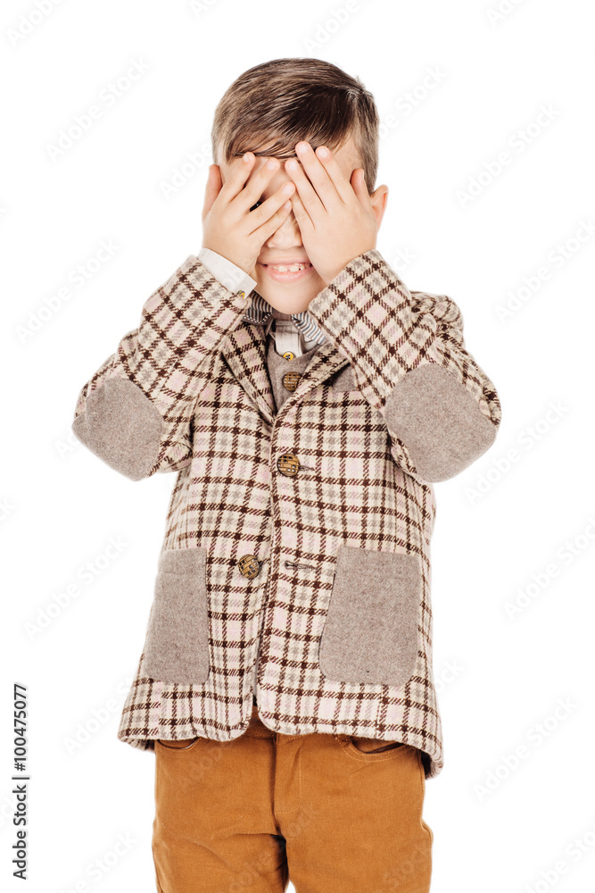 Portrait adorable young happy boy looking at camera isolated on Portrait adorable young happy boy looking at camera isolated on