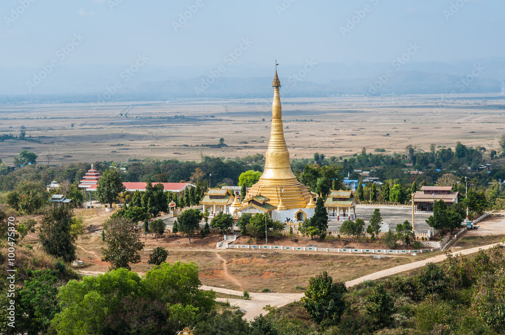 View of pagoda from hilltop, Loikaw