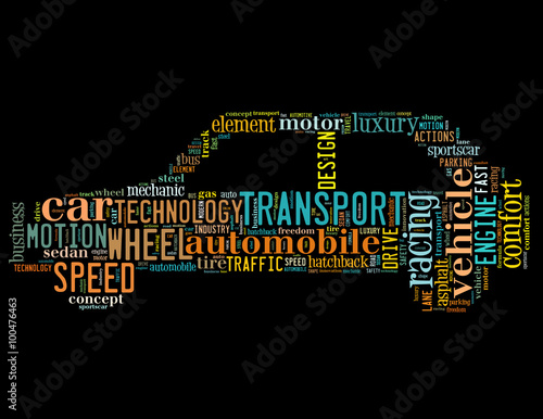 Car side view, word cloud concept