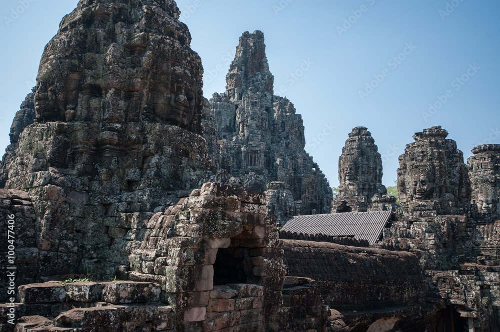 View of the top of Bayon Temple ruins at Angkor wat, cambodia View of the top of Bayon Temple ruins at Angkor wat, cambodia