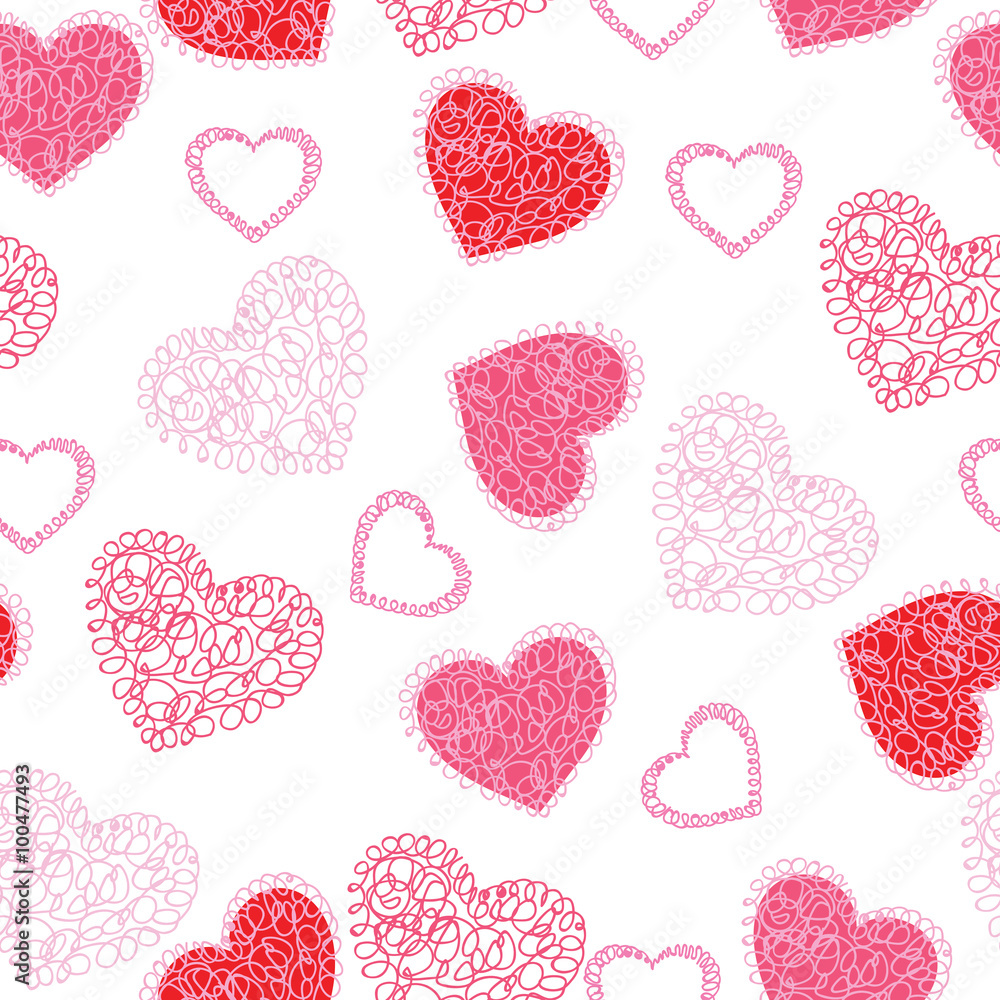 Valentines day seamless pattern with hearts