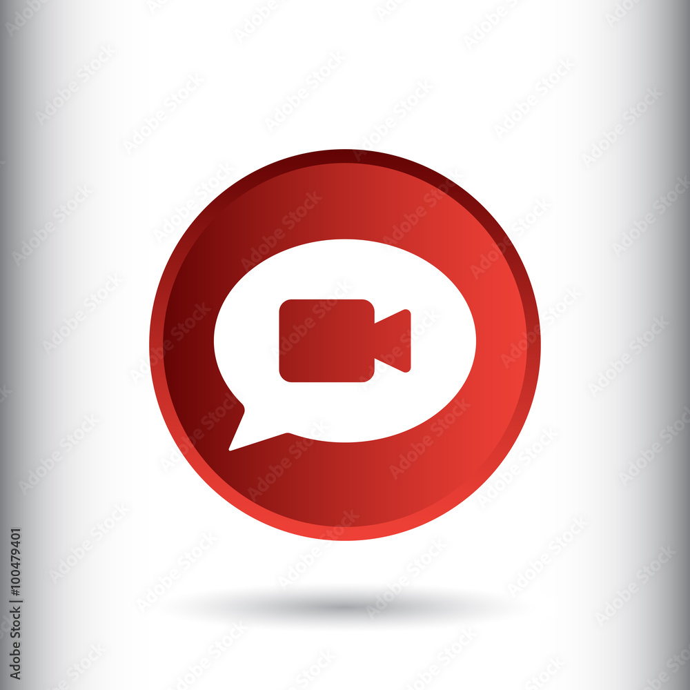 Video camera with bubble speech icon Video camera with bubble speech icon