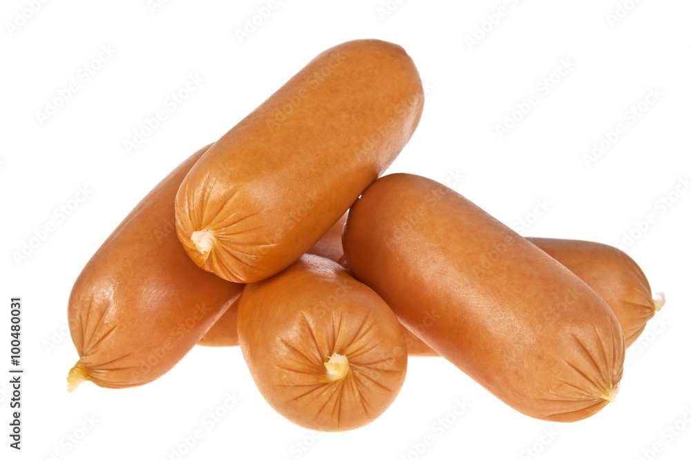 Small sausage isolated on white background Small sausage isolated on white background