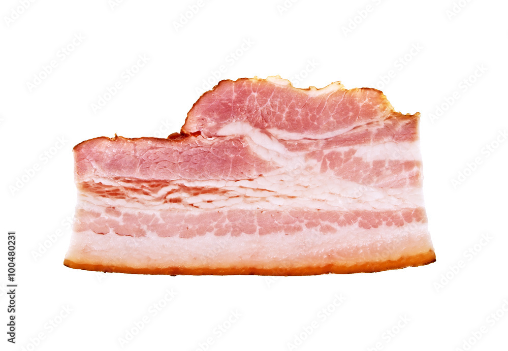 Fresh Sliced Pork Bacon isolated on white background Fresh Sliced Pork Bacon isolated on white background