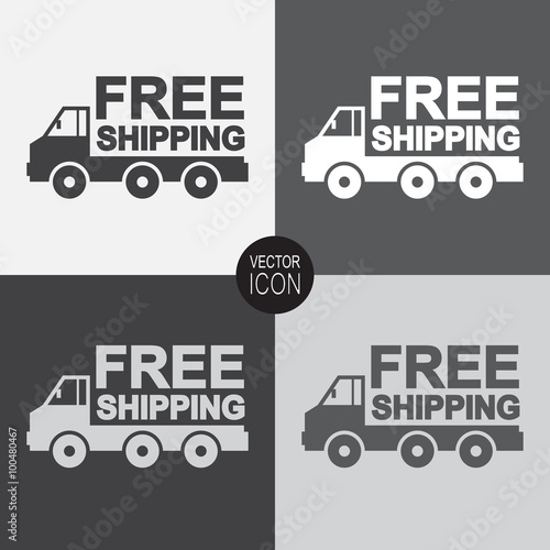 Truck vector icon. Free shipping icon.