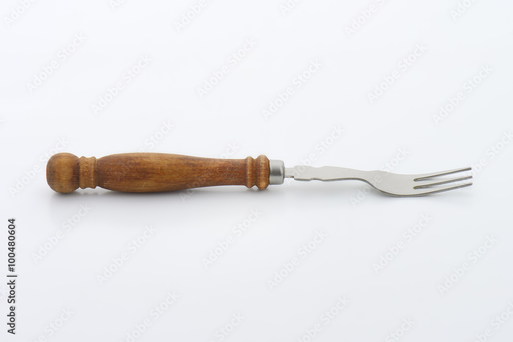 Fototapeta premium Wooden-handled dessert fork