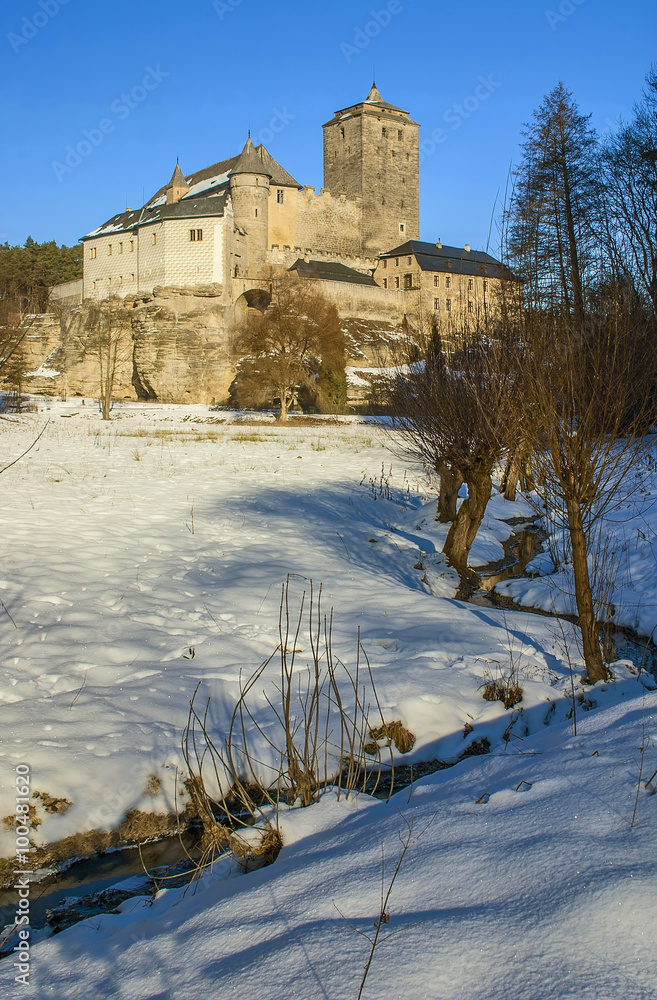 Kost castle in winter/ Winter view to the Kost castle - Czech Republic