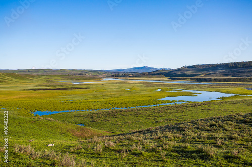 The Yellowstone River meanders through the beautiful Heyden Valley between Yellowstone Lake and the Upper Falls of the Yellowstone  © bluebeat76