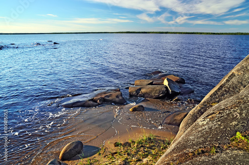 Rocky shore of the White sea. Karelia, Russia