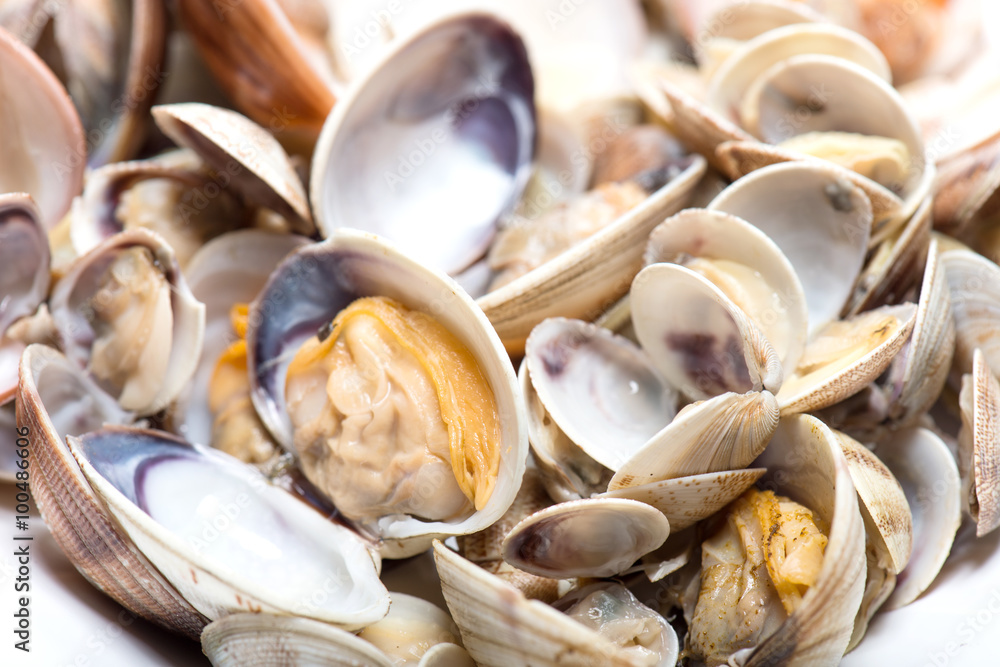 Fresh seafood, clams and cockles prepared in the dish Fresh seafood, clams and cockles prepared in the dish
