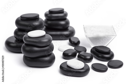 isolated massage stones set with salt