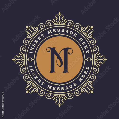 Monogram emblem insignia. Calligraphic logo ornament vector design